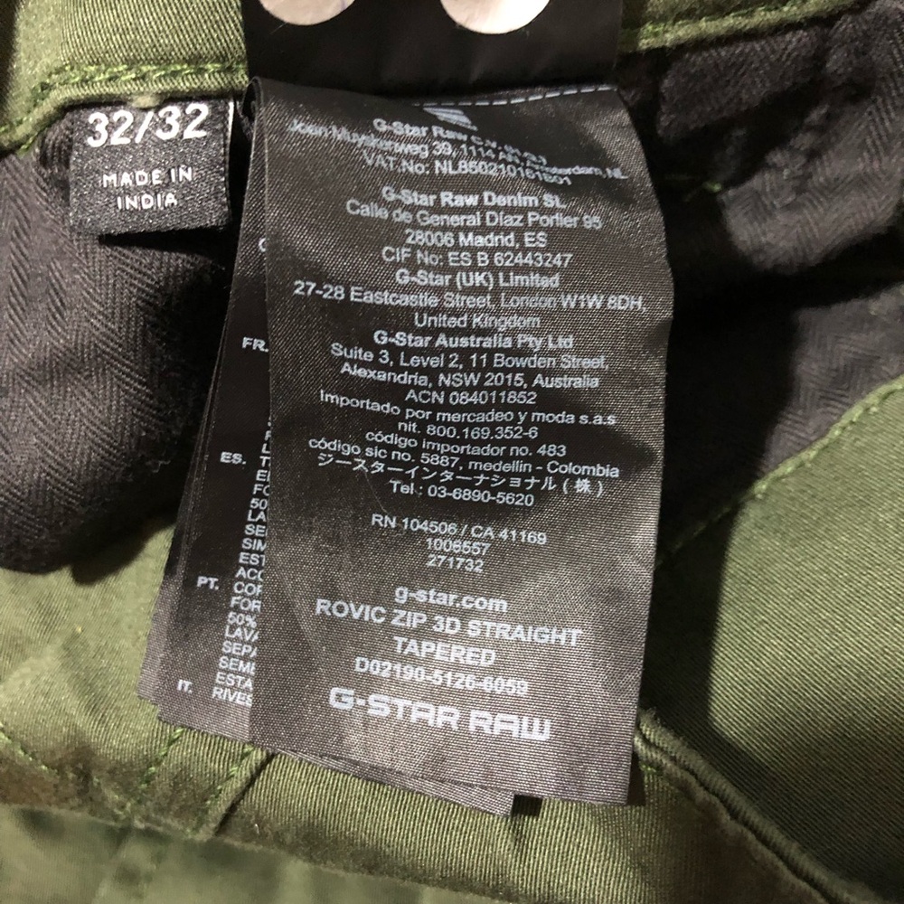 G star raw rovic zip 3d straight tapered army green mens cargo pants 32x32 - Picture 4 of 12